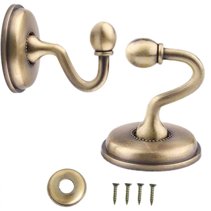 Embrasses de rideaux en bronze vintage, crochets muraux en U pour suspendre rideaux, chapeaux, ou vêtements.