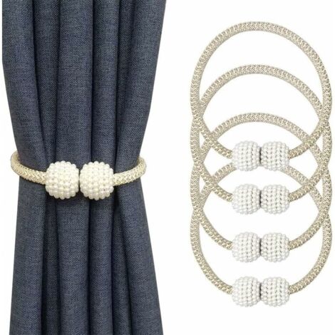 Embrasses pour Rideaux ,Attache Rideau Aimante ,Embrasses Rideaux Décoratives avec Corde et Boule d'embrasse Magnétique pour la maison,  décoration de fenêtre jolie et tendance（Beige）-LIAIKI