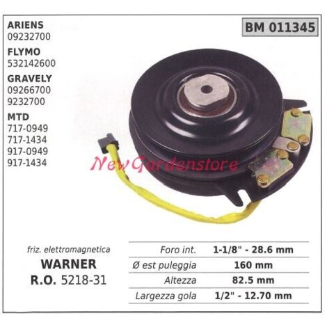 Embrayage électromagnétique warner tondeuse ariens flymo gravely 011345