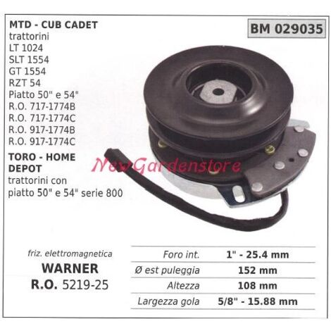 Embrayage électromagnétique warner tondeuse cub cadet 029035