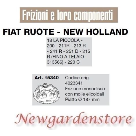 Embrayage monodisque compatible 200 211R 21R 241R 220C FIAT NEW HOLLAND 15340