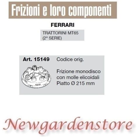 Embrayage monodisque compatible plateau 215 tracteur MT65 2ème série FERARRI
