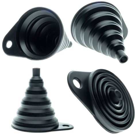 Embudo de silicona plegable, negro - universal, duradero, fácil de almacenar