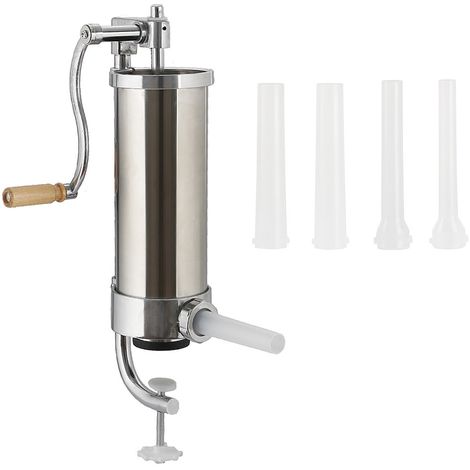 VEVOR VEVOR Embutidora Manual de Salchichas Capacidad de 3L Embutidora  Vertical de Mesa de Acero Inoxidable con 4 Tubos de Relleno para Churros  Salchicha de 15mm/21mm/30mm/37mm para Restaurante Supermercado