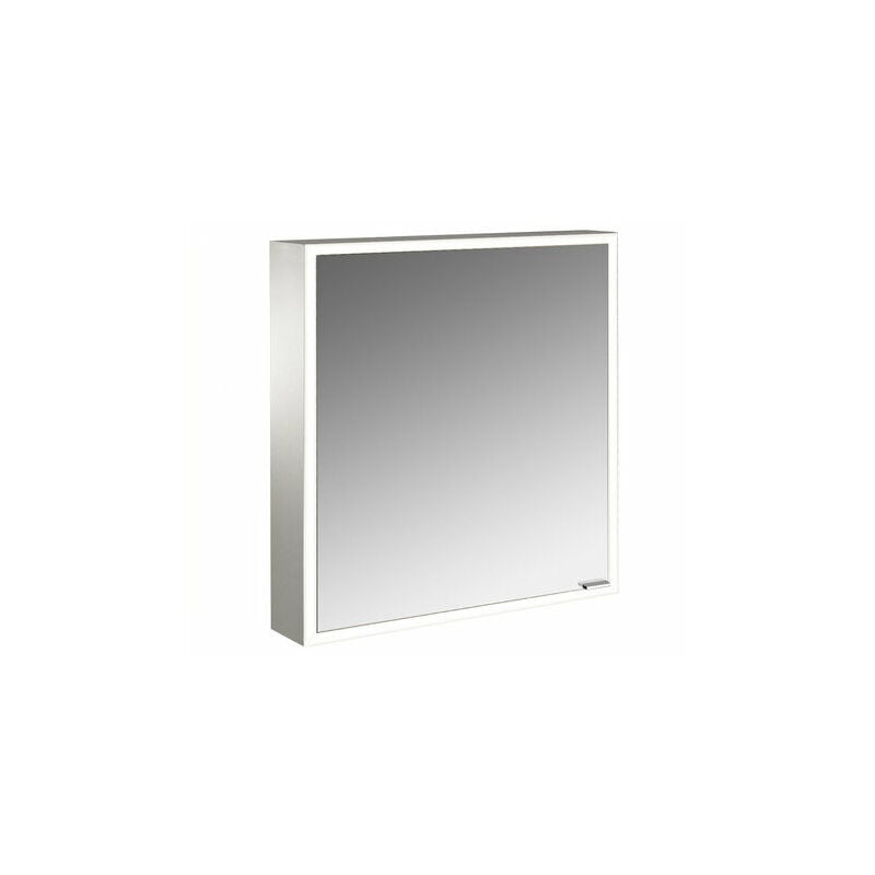 

asis prime Armario con espejo, modelo de superficie, 1 puerta, con bisagra a la izquierda, 600mm, cumplimiento: Panel trasero de cristal blanco