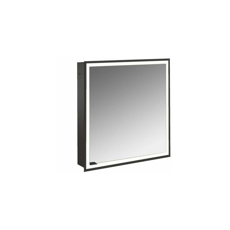 Asis prime Lichtspiegelschrank, Unterputzmodell, 1 Tür, Anschlag rechts, mit Lichtpaket, 600mm, Ausführung Glasrückwand schwarz 949713370 Emco  - Onlineshop ManoMano