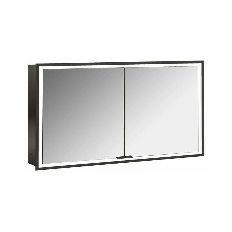 Emco asis prime Lichtspiegelschrank, Unterputzmodell, 2 Türen, mit Lichtpaket, 1300mm, Ausführung Glasrückwand schwarz 949713395  - Onlineshop ManoMano