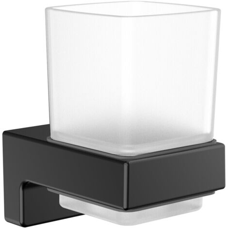 emco cue porte-verre, verre cristal satiné, modèle mural, noir,