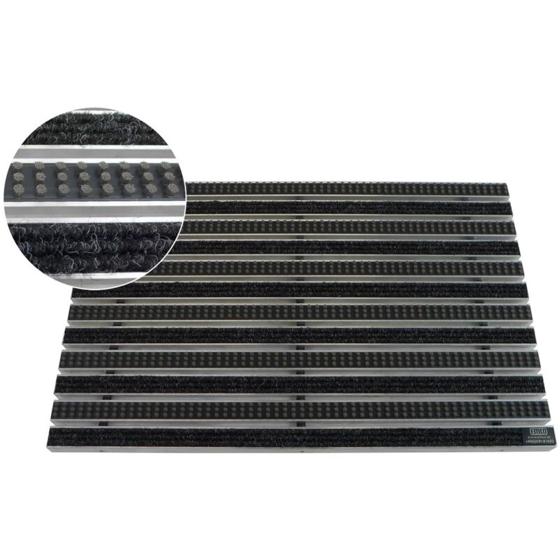 Gr/ö/ße:600 x 400 mm ACO Schuhabstreifer Rips grau mit Emco ALU Bodenwanne Fu/ßmatte Fu/ßabtreter T/ürmatte Schmutzfangmatte
