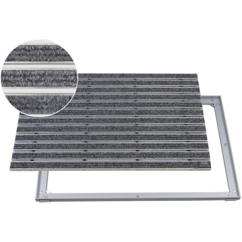 Gr/ö/ße:600 x 400 mm ALU Rahmen Fu/ßmatte T/ürmatte Schuhabstreifer EMCO Eingangsmatte DIPLOMAT Rips anthrazit 10mm