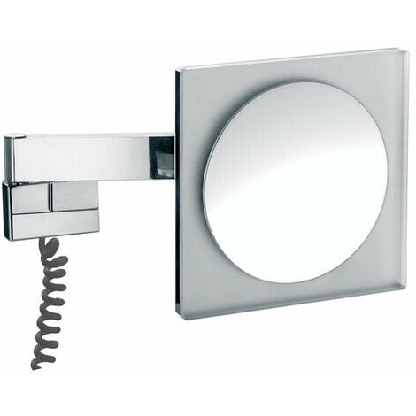 Emco LED Rasier- und Kosmetikspiegel, Vergrößerung 3-fach, eckig, High Power LED, Doppelgelenkarm, Spiralkabel, Zwischenstecker - 109606025