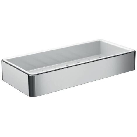 emco Loft Schwammkorb mit Kunststoffeinsatz 220x36x101 mm Chrom Weiß Zamak Badaccessoire