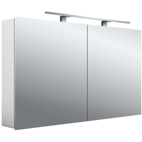 emco mee Armario con espejo iluminado LED, aluminio, 2 puertas,