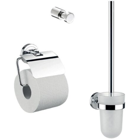 emco polo WC-Set, Papierhalter, Bürstengarnitur, Haken, chrom,
