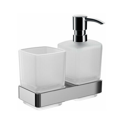 Porte-verre/Distributeur de savon LOFT Verre en crystal satiné chromé