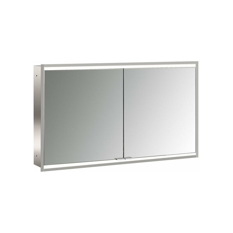 

Emco prime 2 Armario con espejo iluminado, 1200 mm, 2 puertas, modelo empotrado, IP 20, sin paquete de luces, cumplimiento: Panel trasero de cristal