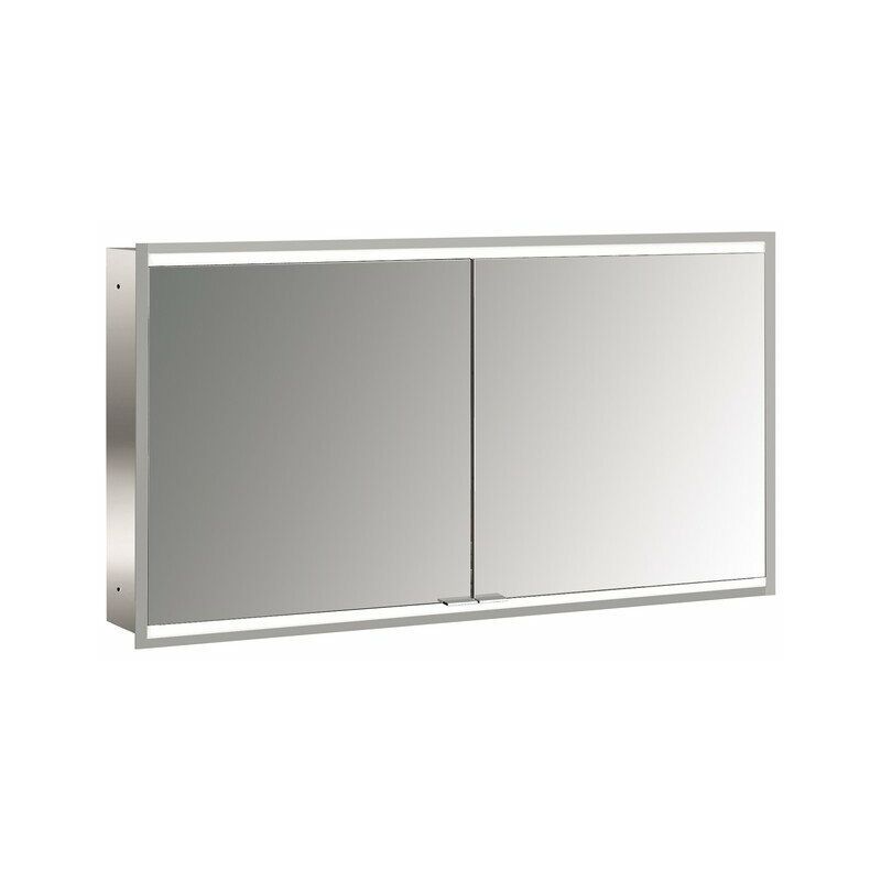 

Emco prime 2 Armario con espejo iluminado, 1300 mm, 2 puertas, modelo empotrado, IP 20, con paquete de luces, cumplimiento: Panel trasero de cristal