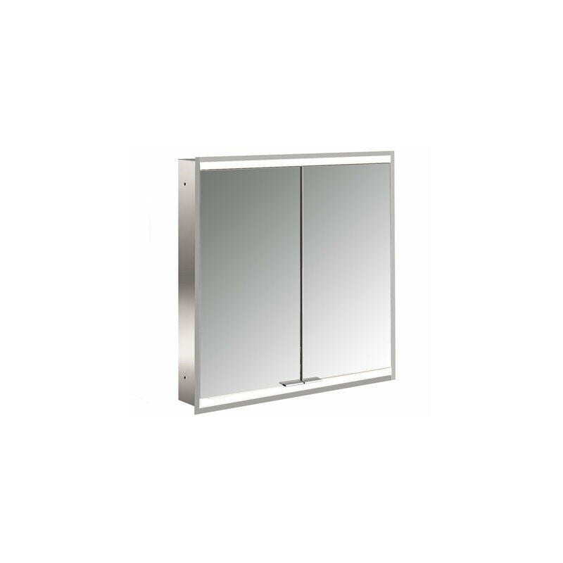 

Emco prime 2 Armario con espejo iluminado, 600 mm, 2 puertas, modelo empotrado, IP 20, con paquete de luces, cumplimiento: Panel trasero de cristal