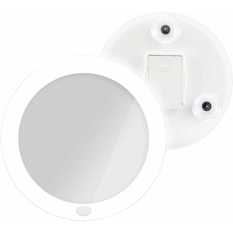 Magnifying Vanity Mirror with led Light - 5X Portable Illuminated Travel Makeup Mirror, Bathroom Shaving Mirror with Natural Daylight, Button