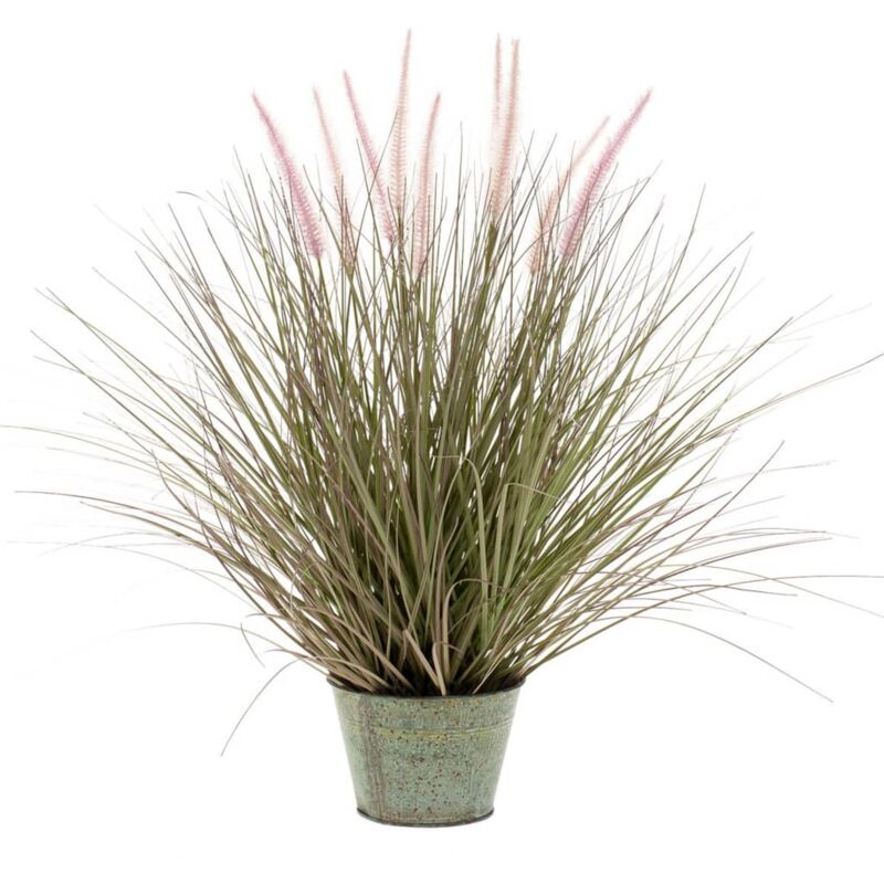 Emerald - Herbe Pennisetum artificielle 58 cm en pot en zinc