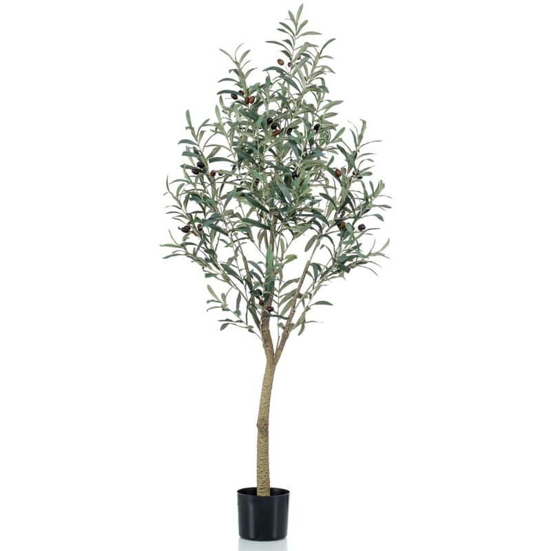 Emerald - Olivier artificiel 140 cm en pot en plastique