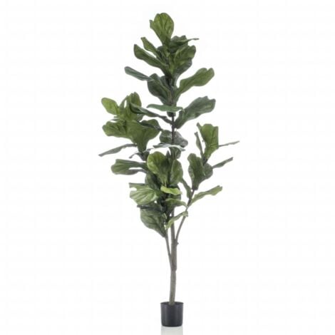 Costway Albero artificiale di fico 180 cm con 232 foglie, Albero ficus  lyrata finto in vaso per interno ed esterno