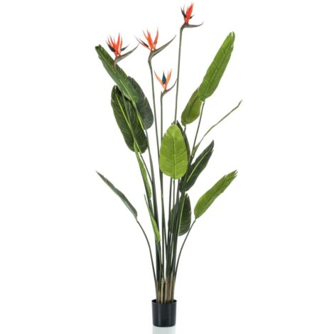 Emerald Plante artificielle Strelitzia avec 4 fleurs en pot 150 cm