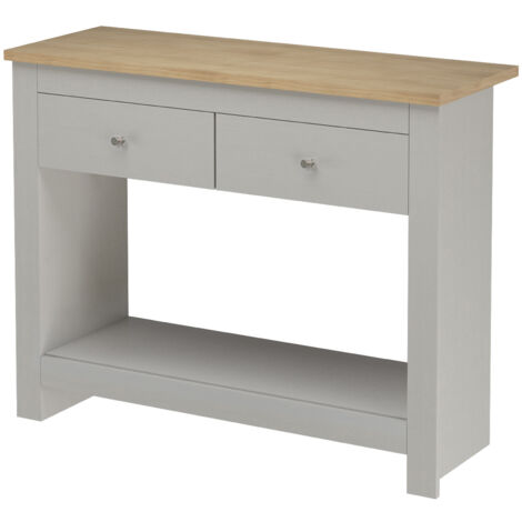 Emerald Table console avec 2 tiroirs en effet chêne et gris