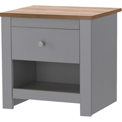 Emerald-Table de chevet avec 1 tiroir Chêne Gris
