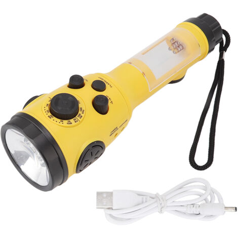 Emergency Flashlight Portable Rechargeable Hand Cranked Multifunctional LED Torch AM FM Frequency SOS Warning Flashlight