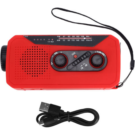 Emergency Radio Hand Power Generation Solar Radio with LED Flashlight 2000mah Charging for Camping HikingRed EU Type