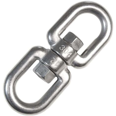Émerillon en acier inox 10x125mm 2 anneaux pivotants en métal inoxydable pour accrocher sièges suspendus max 420kg