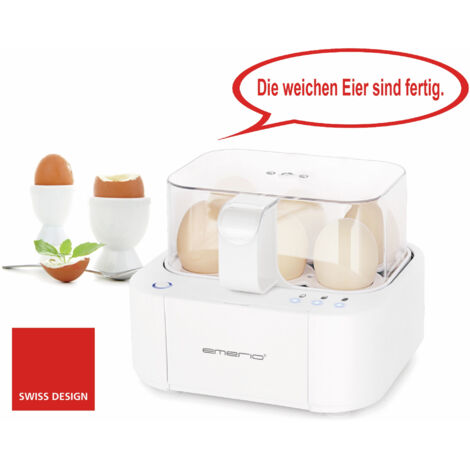 Emerio Eierkocher EB-115560 weiß für 6 Eier Messbecher Eier Kocher BPA frei