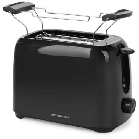 Emerio Toaster TO-12867, 700 Watt, 2 Scheiben, schwarz, 6 Bräunungsstufen Brötchenaufsatz