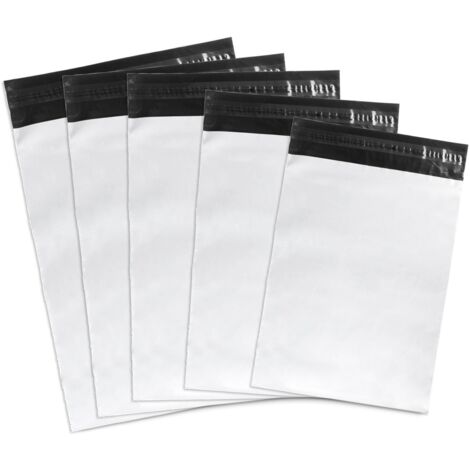Emerson 50 sacchetti in plastica 40x50 cm  Borsa con chiusura autoadesiva  Bianco opaco  Borse per abiti, articoli