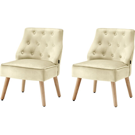 Emery-Chaise longue en velours crème Set de 2