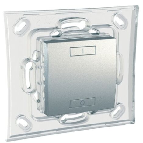 Emetteur commande radio RF à pile 2/4 BP mural avec support et enjoliveur aluminium (sans plaque) Unica