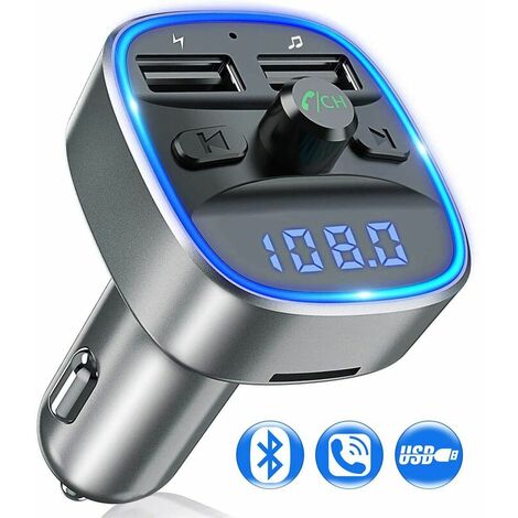 Émetteur FM Bluetooth - Adaptateur Autoradio - Microphone et 2 Chargeurs USB