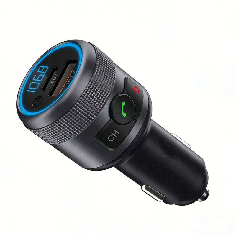 Émetteur FM Voiture, Adaptateur Bluetooth 5.3, Métal, 2 Ports Charge Rapide (PD 30W + QC3.0 18W), Radio sans Fil, Son Grave, Appels Mains Libres,