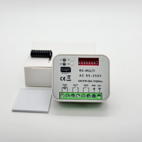 Émetteur intelligent Zigbee/WiFi double canal pour interrupteur à bascule – Compatible 280–915 MHz, tension large (AC 85–250 V), couleur gris – Contrôle multi-fréquence pour maison connectée-lsw