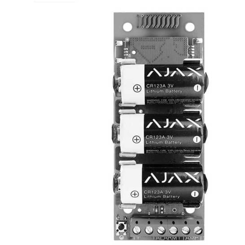 Ajax - metteur par radio - Sans fil 868 MHz Jeweller - Entrée filaire d'alarme et tamper - Tamper anti-ouverture (accéléromètre) - Sortie
