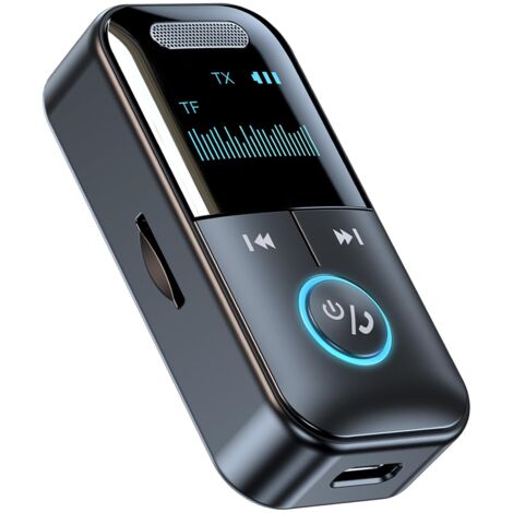 2x Mini Kit de Voiture Récepteur Audio Bluetooth 5.0 Sans Fil Adaptateur Jack 3,5 Mm pour