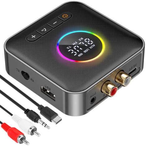 Émetteur-récepteur Bluetooth 5.4 , adaptateur Bluetooth , récepteur audio HiFi sans fil avec AUX RCA USB pour voiture/PC/enceintes