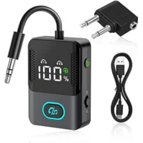 Émetteur-récepteur Bluetooth, Adaptateur Bluetooth 2 En 1 Pour Avion, Émetteur Audio Jack 3,5 Mm Pour TV, Avion, Voiture, Casque, Enceinte, Salle De Sport