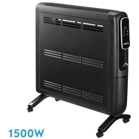 Emettitore termico in alluminio alpino 1500w nero 2pot display c/remoto, antiribaltamento, temp.reg.61,8x51x25,5cm