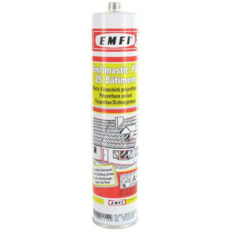 Emfi – Mastic polyuréthanne blanc 300ml – Pour collage sur bois, métal, béton – Résistant aux intempéries et à la déchirure – Joints d'étanchéité