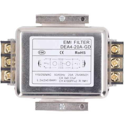 EMI-Leistungsfilter, 2-polig, Einphasig, Rauschunterdrückung, 20 A, 35-mm-Schienenklemmenblock, Kommunikation, Elektronik, Energie, Luft- und Raumfahrt