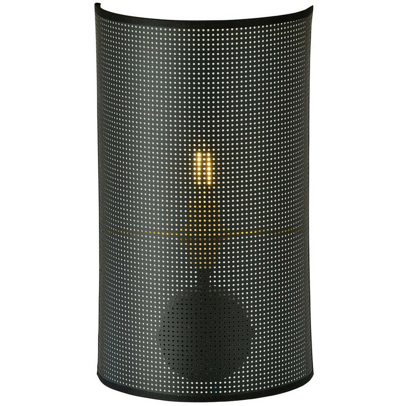 Image of Emibig Lighting - Emibig aston Lampada da parete nera con paralume con paralumi in tessuto nero e oro, 1x E14