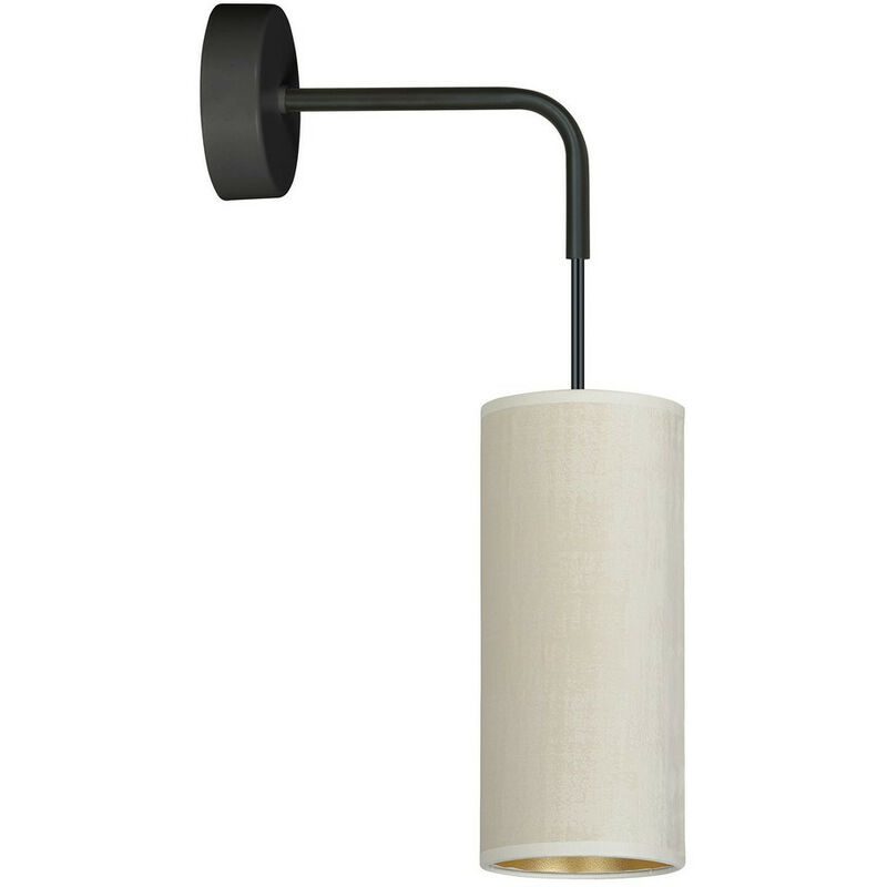 Image of Emibig bente Lampada da parete nera con paralume con paralumi in tessuto bianco, 1x E14