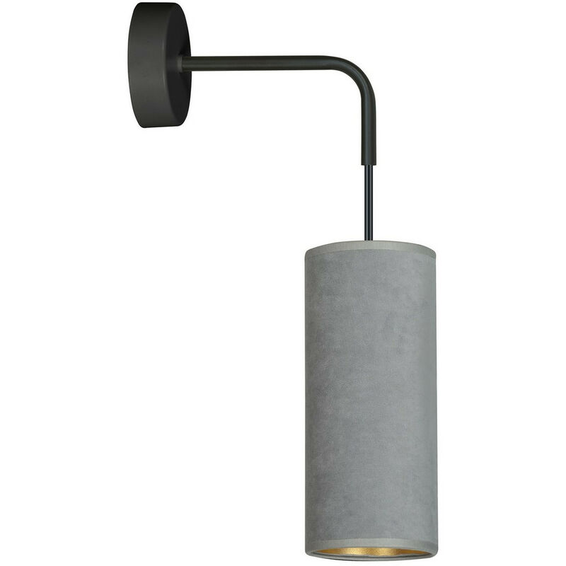 Image of Emibig Lighting - Emibig bente Lampada da parete nera con paralume in tessuto grigio, 1x E14